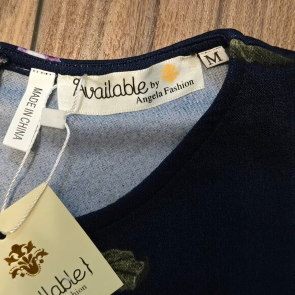Available by Angela Fashion NWT LS BodyCon Dress Floral Navy Blue‎ Med - Picture 5 of 12